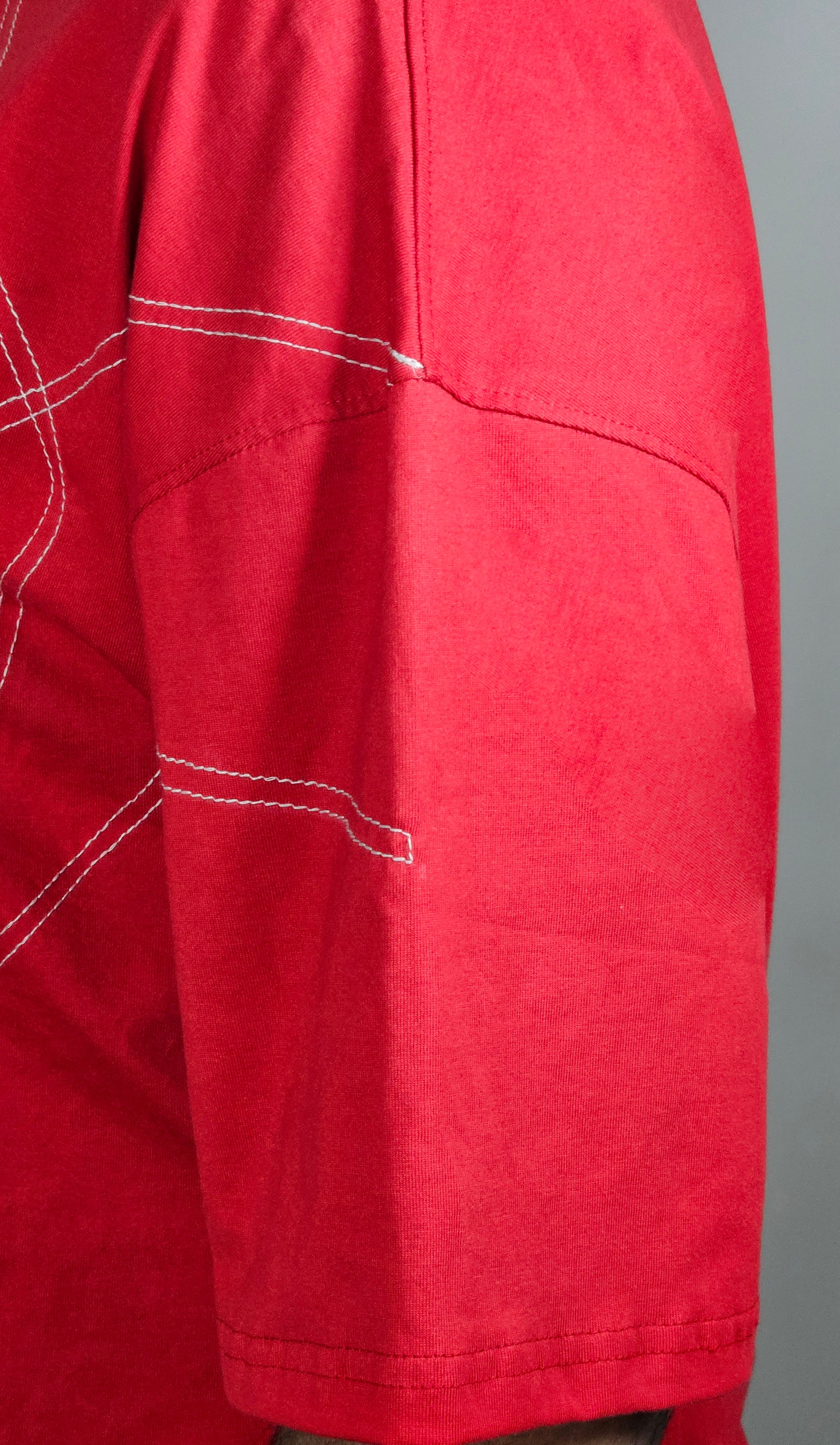 WONDER ORIGNALS : GEOMETRIC FLOW RED OVERSIZED TSHIRT PREMIUM COTTON