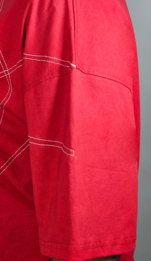 WONDER ORIGNALS : GEOMETRIC FLOW RED OVERSIZED TSHIRT PREMIUM COTTON