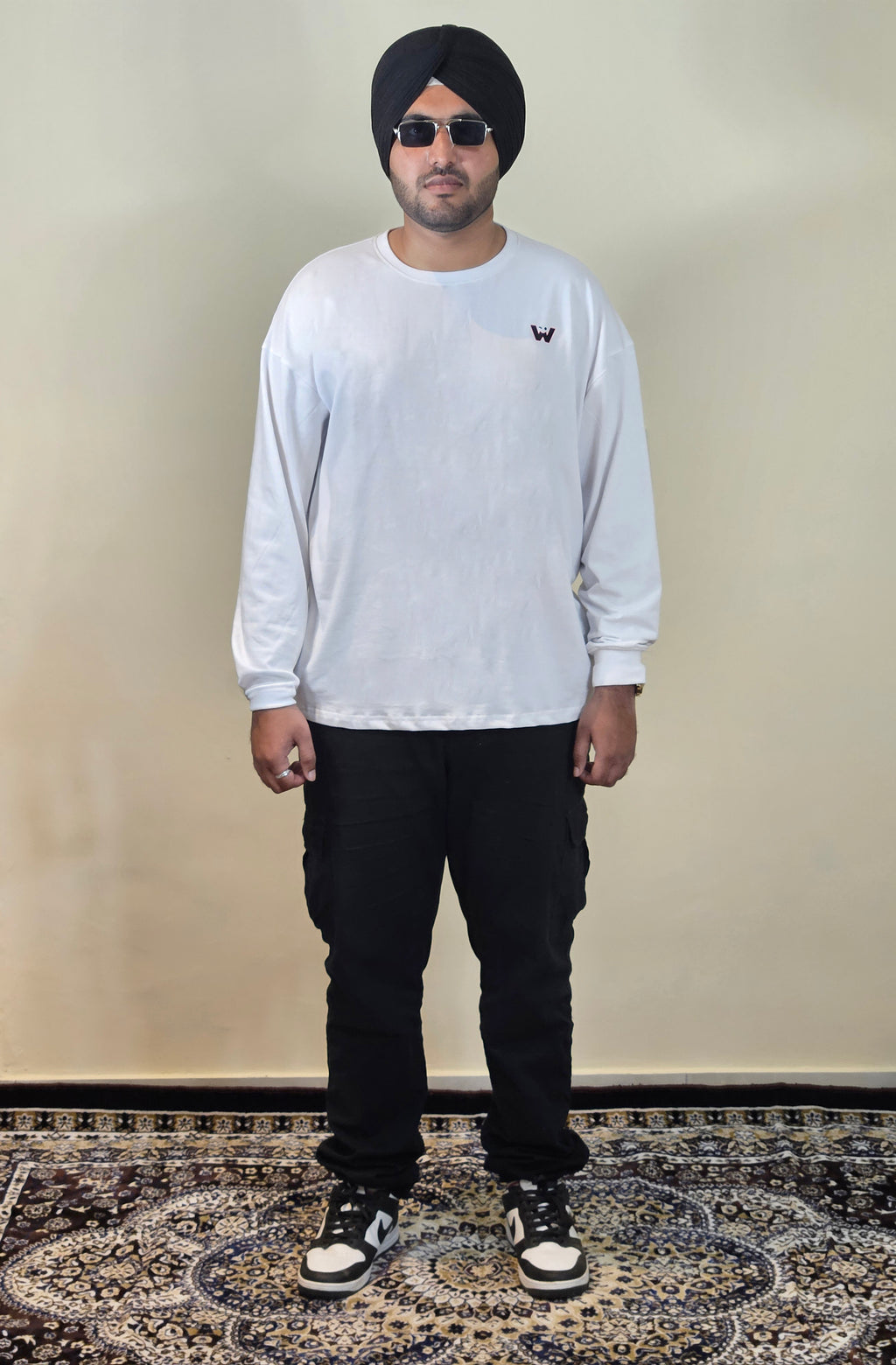 WONDER ORIGNALS : WHITE FULL SLEEVE PLAIN TSHIRT OVERSIZED TSHIRT 100%  COTTON