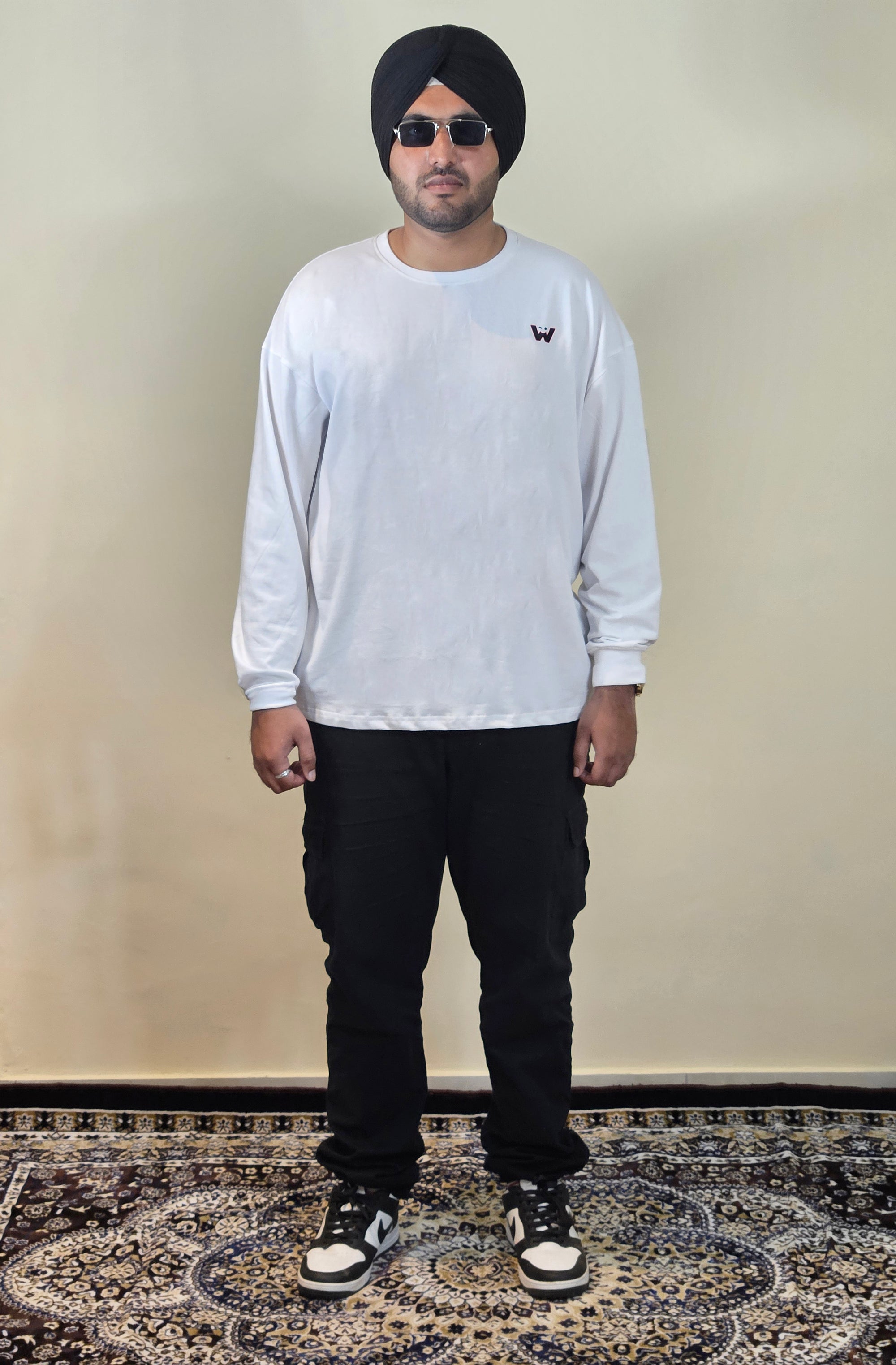 WONDER ORIGNALS : WHITE FULL SLEEVE PLAIN TSHIRT OVERSIZED TSHIRT 100%  COTTON