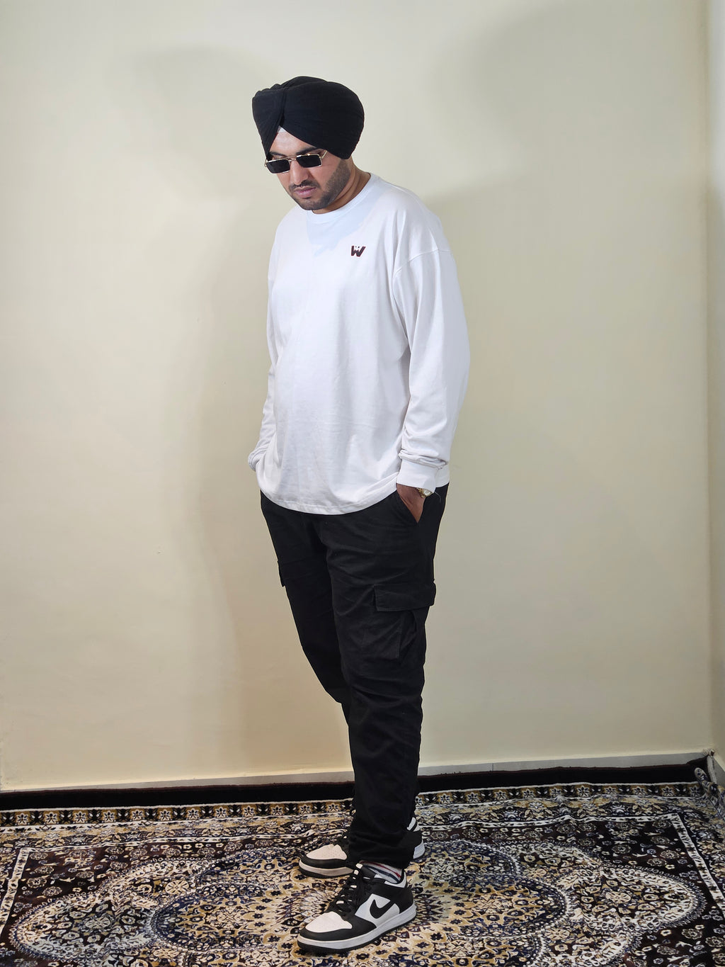 WONDER ORIGNALS : WHITE FULL SLEEVE PLAIN TSHIRT OVERSIZED TSHIRT 100%  COTTON