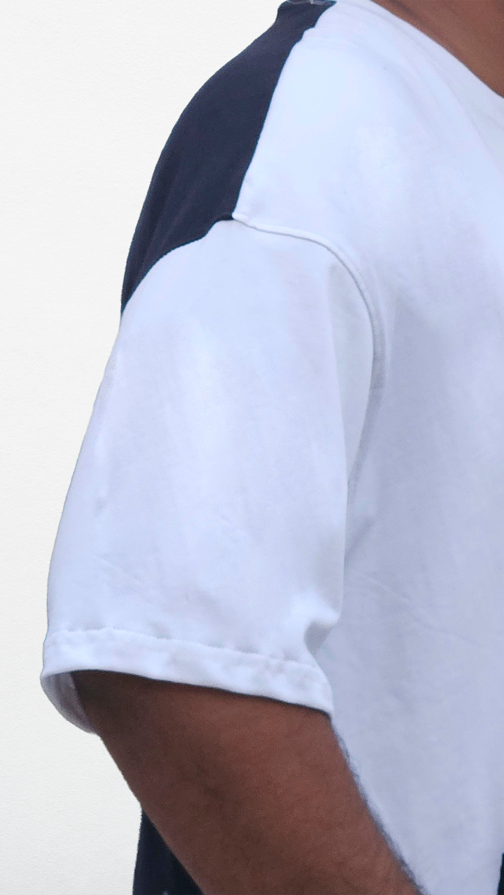 WONDER ORIGNALS : WHITE RIB EDITION WHITE AND NAVY OVERSIZED TSHIRT PREMIUM COTTON